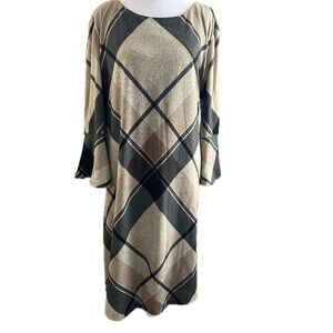 NWOT Sandra Darren Plaid (tan/black)Shift Dress - XL